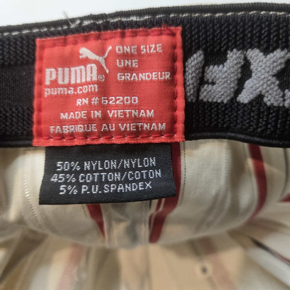 Puma Men's Tan, White & Black Pinstripe Baseball Cap With Logo - Picture 2 of 6